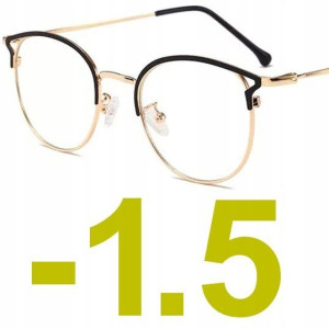 OKULARY korekcyjne KOCIE ZŁOTO CZARNE -1.5