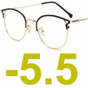 OKULARY korekcyjne KOCIE ZŁOTO CZARNE -5.5