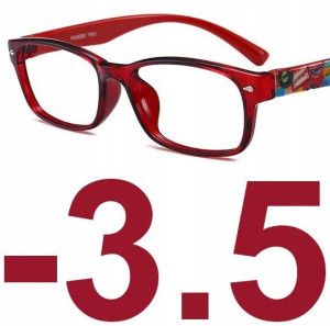 OKULARY KOREKCYJNE kujonki MINUSY czerwone -3.5