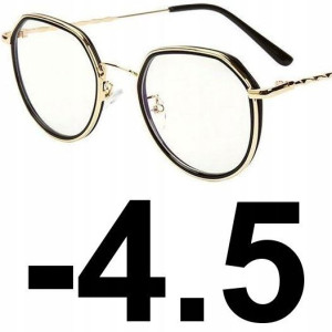 OKULARY KOREKCYJNE MINUSY czarno-złote -4.5