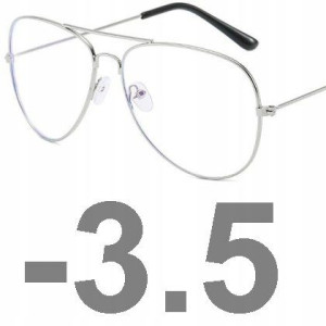Okulary Korekcyjne Minusy Pilotki Srebrne -3.5