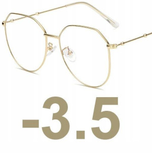 OKULARY KOREKCYJNE złote ładne metal -3.5