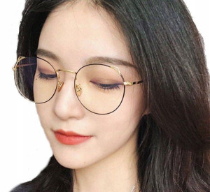 OKULARY metal KOREKCYJNE MINUSY kocie uszy -1 - -4