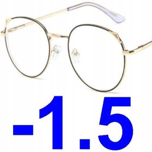 OKULARY metal KOREKCYJNE MINUSY kocie uszy -1.5