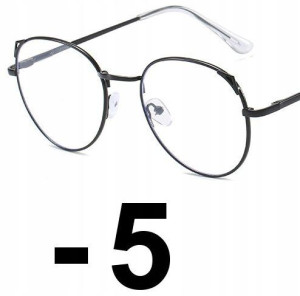 OKULARY metal KOREKCYJNE MINUSY kocie uszy -5