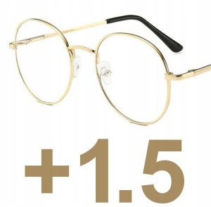 OKULARY metal KOREKCYJNE PLUSY +1.5 złote