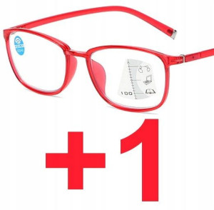 Okulary progresywne wieloogniskowe CZERWONE +1