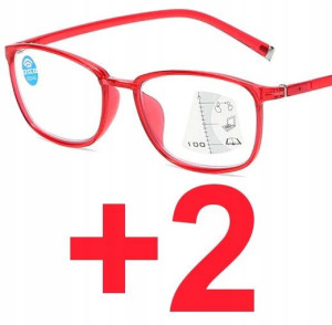 Okulary progresywne wieloogniskowe CZERWONE +2