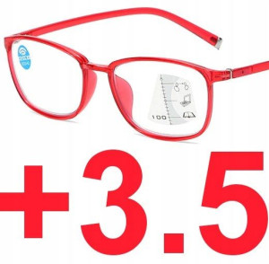 Okulary progresywne wieloogniskowe CZERWONE +3.5