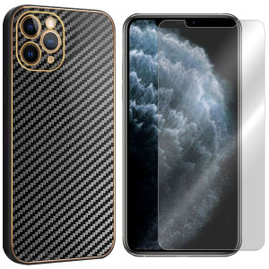 Etui Do Iphone 11 Pro Leather Carbon + Szkło 9h