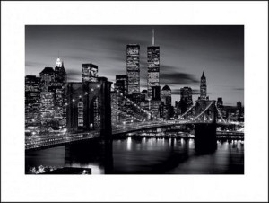 Brooklyn Bridge B&W - plakat premium 80x60 cm