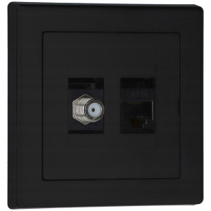 Gniazdo antenowe typu F RJ45 PRESTIGE czarny mat