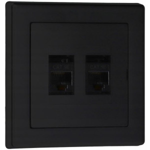 Gniazdo internetowe 2 x RJ45 PRESTIGE czarny mat