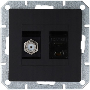 Gniazdo moduł antenowe typu F RJ45 PRESTIGE czarny mat