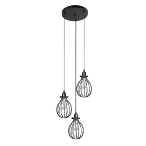 Lampa Wisząca Italux Laverno Industrialna Czarna  Mdm-2676/3 Abk