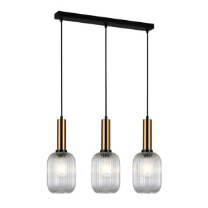 Lampa Wisząca Italux Antiola Nowoczesna Mosiądz   Pnd-5588-3M-Bro+Cl