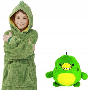ciepła BLUZA kigurumi KOC OVERSIZE FUTRZAK DZIECKO