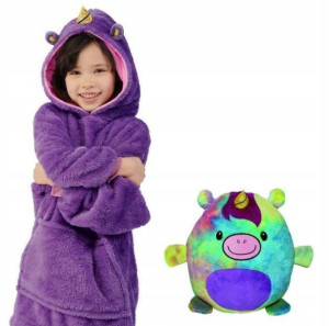 ciepła BLUZA kigurumi KOC OVERSIZE FUTRZAK DZIECKO