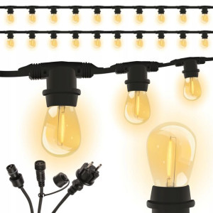 Girlanda Ogrodowa Zewnętrzna Łańcuch Świetlny 20M + 20x ŻARÓWKI LED E27
