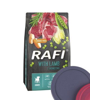 DOLINA NOTECI Rafi Junior karma sucha dla psa z jagnięciną 10kg + Pokrywka