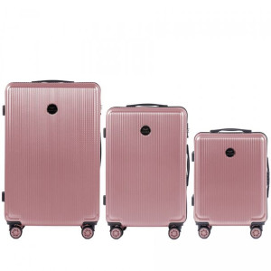 WINGS PC565 Zestaw 3 walizek podróżnych komplet L,M,S Pink 100% POLICARBON