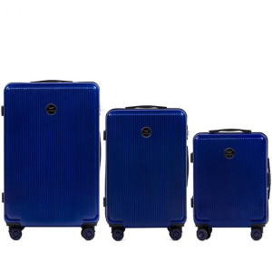 WINGS PC565 Zestaw 3 walizek podróżnych komplet L,M,S Royal blue POLICARBON