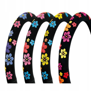 Pokrowiec Kierownicy 37-39cm Damski Kwiaty Welur