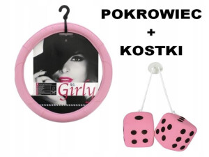 Pokrowiec Kierownicy 37-39cm Różowy Diam + Kostki