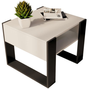 Stolik kawowy 55x55cm BIAŁY ŁAWA RETRO STÓŁ LOFT