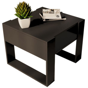 Stolik kawowy 55x55cm CZARNY ŁAWA RETRO STÓŁ LOFT