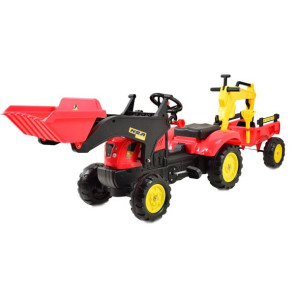 Traktor Na Pedały Z Przyczepą, Łyżką I Koparką/ Tr3009