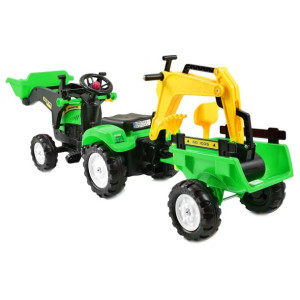Traktor Na Pedały Z Przyczepą, Łyżką I Koparką/ Tr3009