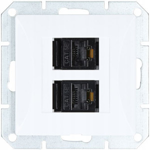 Gniazdo moduł internetowe 2 x LAN RJ45 OPAL biały