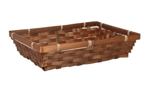 Prostokątny Brązowy Koszyk Bambusowy 35,5x25,5x8,5h Cm