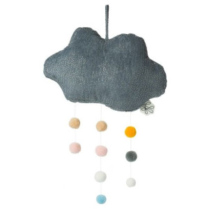 Picca Loulou - Zawieszka Mobile Sparkle Cloud Grey With Pompons 34 Cm