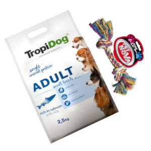Tropidog Premium Adult S Salmon Rice 2,5kg + Sznur 17cm GRATIS