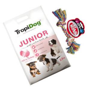 Tropidog Premium Junior S/M Turkey Rice 2,5kg + Sznur 17cm GRATIS