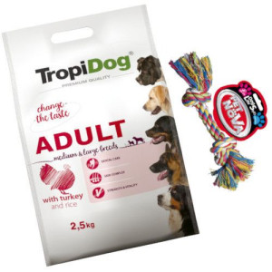 Tropidog Premium Adult M/L Turkey Rice 2.5kg + Sznur 17cm GRATIS