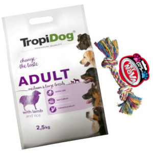 Tropidog Premium Adult M/L Lamb Rice 2.5kg + Sznur 17cm GRATIS