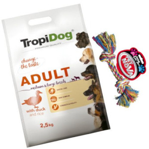 Tropidog Premium Adult M/L Duck Rice 2.5kg + Sznur 17cm GRATIS