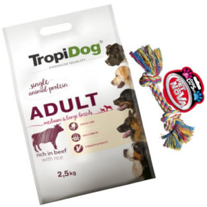 Tropidog Adult M/L Beef Rice 2.5kg + Sznur 17cm GRATIS