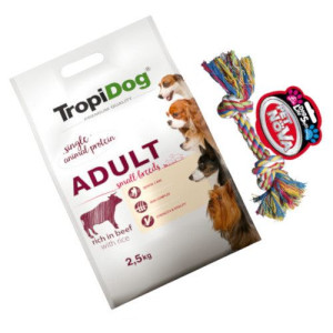 Tropidog Premium Adult S Beef Rice 2,5kg + Sznur 17cm GRATIS