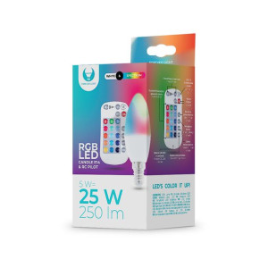 Żarówka LED E14 C37 RGB + Biały 5W z pilotem 250lm Forever Light