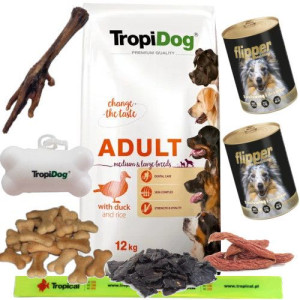 Tropidog Premium Adult M/L Duck Rice 12kg + MEGA GRATIS