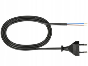 Przewód kabel z wtyczką płaską 2x0,75 3m czarny