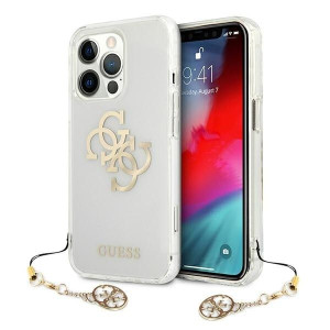 Oryginalne Etui GUESS 4G Gold Charms Apple Iphone 13 Mini Przezroczysty