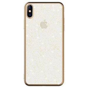 Etui Brokat SULADA Glitter Apple iPhone Xr SULADA Przeźroczysty złota ramka