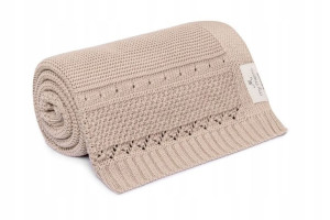 Kocyk z bawełny organicznej MY MEMI 80x100 - Beige