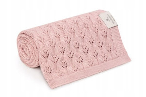 Ażurowy kocyk bambusowy 80x100 Powder Pink MY MEMI