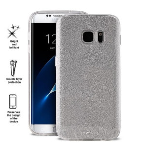 Etui Puro Shine Brokat Samsung Galaxy S7 edge_v2 Puro Srebrny